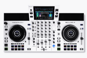 Denon DJ SC Live 4 4-Deck Standalone DJ Controller W. 7" Touchscreen, Speakers 7 Wifi (White)