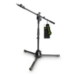Gravity GMS4222B short mic stand w/ folding tripod base & 2 point adj tele boom